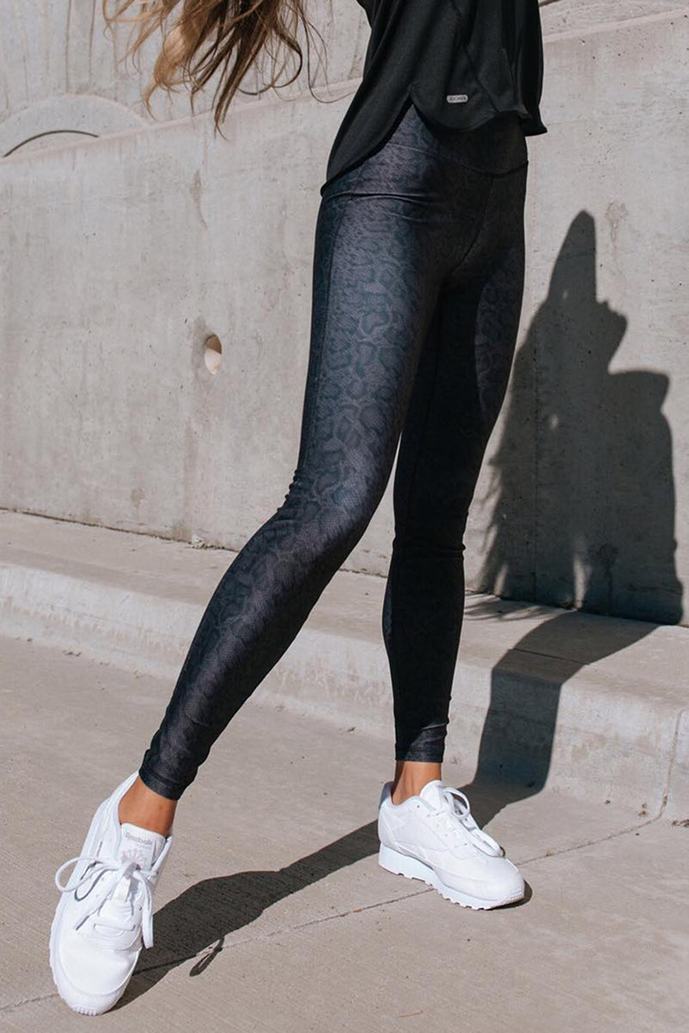 Black Wide Waistband Leopard Leggings